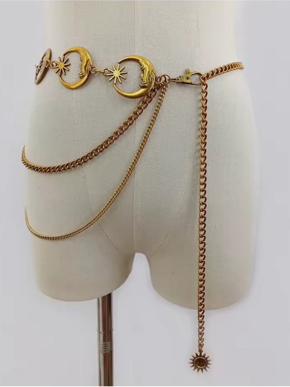 Vintage Celestial Gold Moon & Star Chain Belt